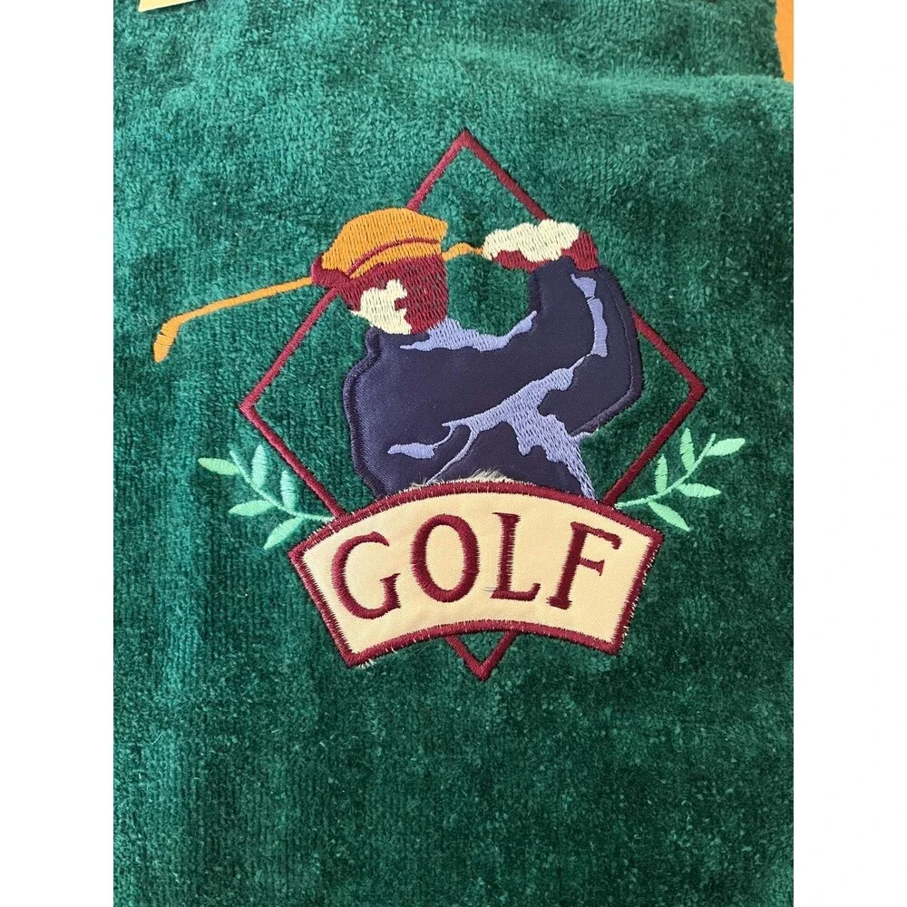 Premier Guest Towel Set of 3 Embroidered Green Golf Golfing Cotton NEW